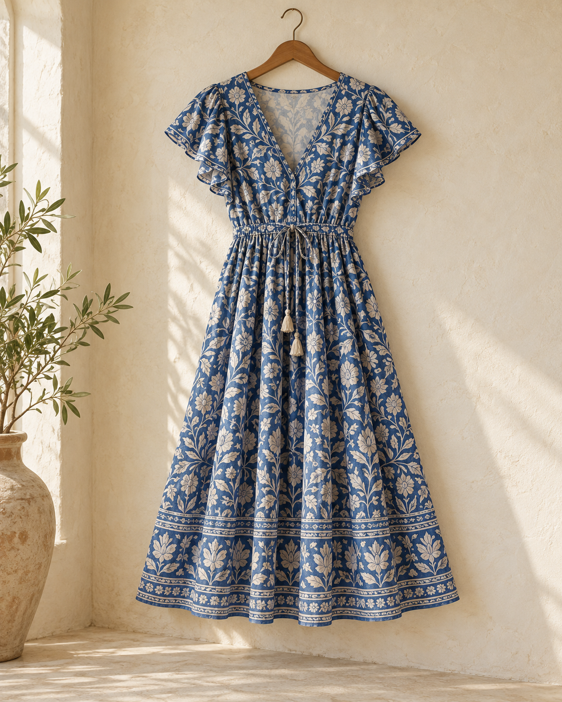Indigo botanical summer dresses